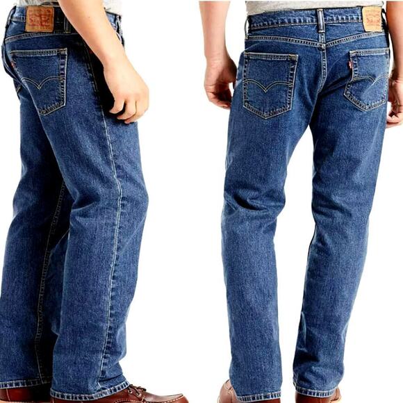 Levi's 505 Original Regular Fit Straight Leg Medium Wash Blue Jeans Size 42X32 - Picture 2 of 15